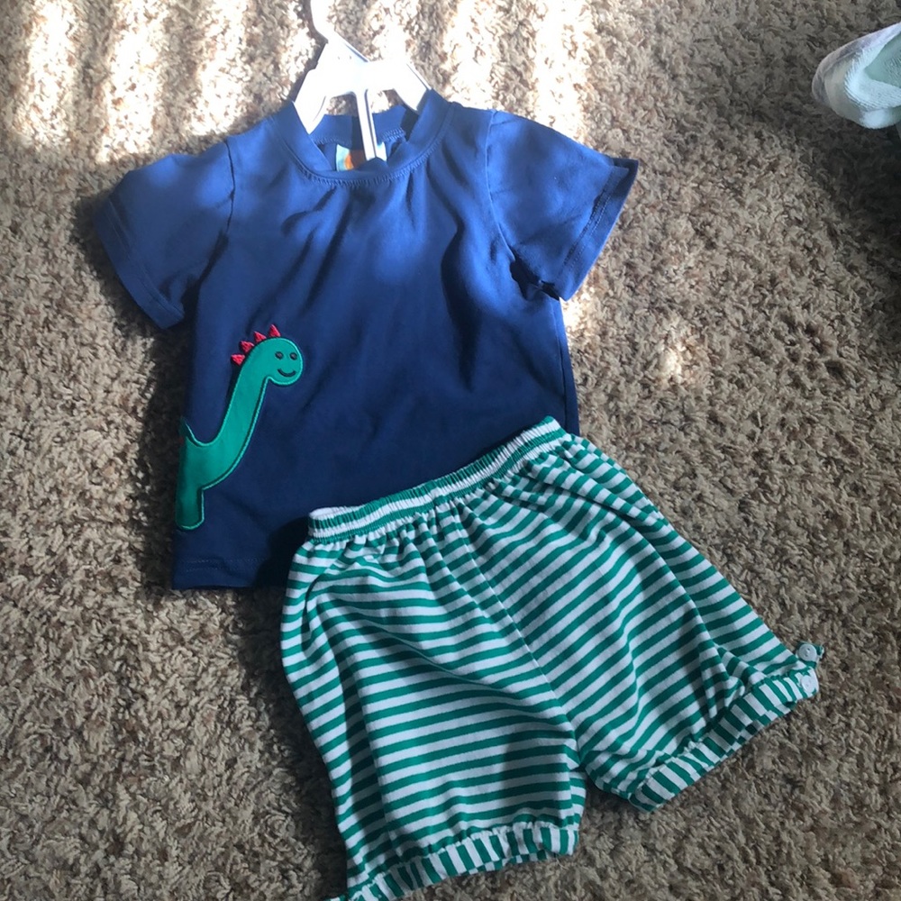 Simply Sutton dinosaur outfit with bubble shorts